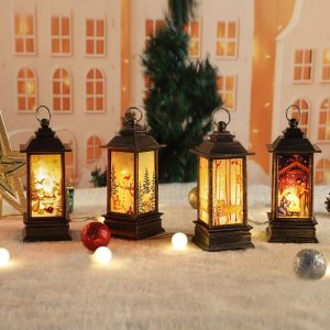 Christmas Decorations Mini Lanterns Christmas Lanterns Decorative Christmas Tree Home Decoration Small Candle Lantern Flame Christmas Tree Hanging Lanterns Decorations(4 PCS)