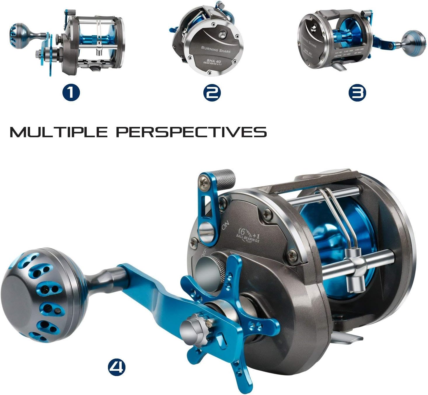 Trolling Reel Saltwater Level Wind Reels, Drag Reels Boat Fishing Ocean Fishing for Sea Bass Grouper Salmon - Image 2
