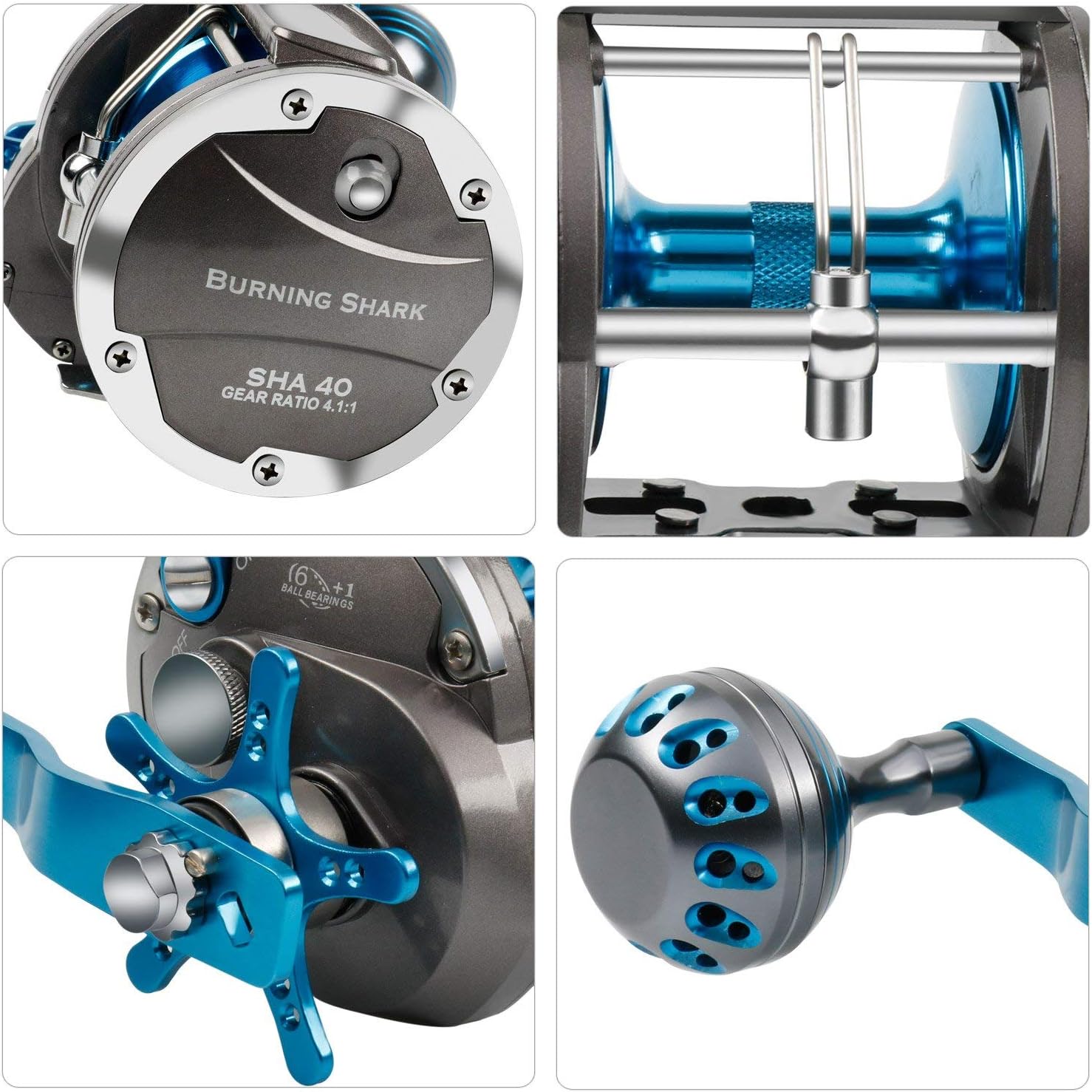Trolling Reel Saltwater Level Wind Reels, Drag Reels Boat Fishing Ocean Fishing for Sea Bass Grouper Salmon - Image 3